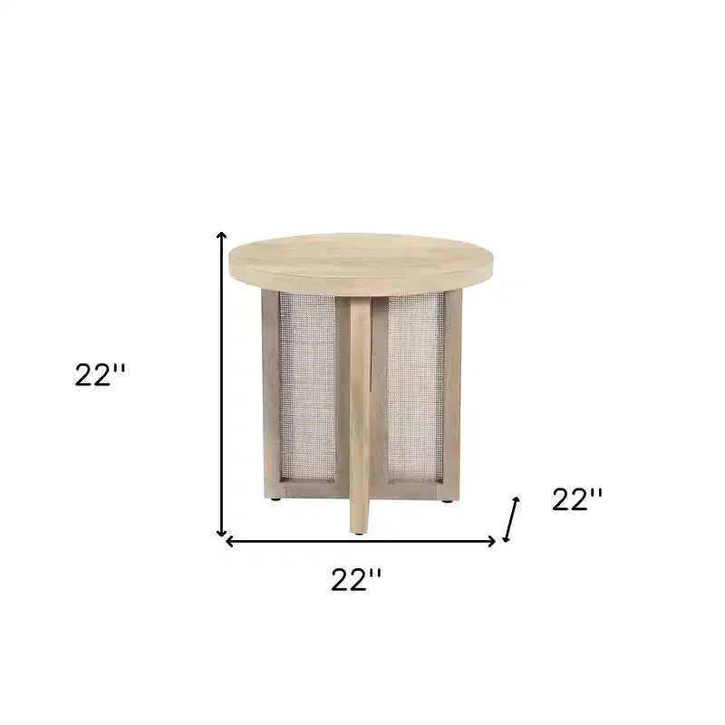 Tavolo rotondo in rattan marrone