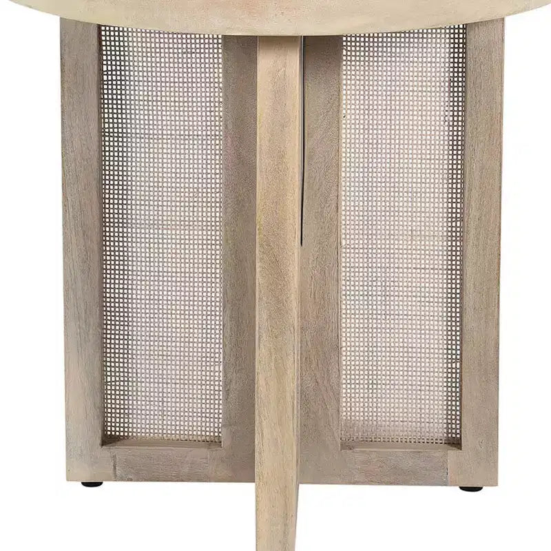 Tavolo rotondo in rattan marrone