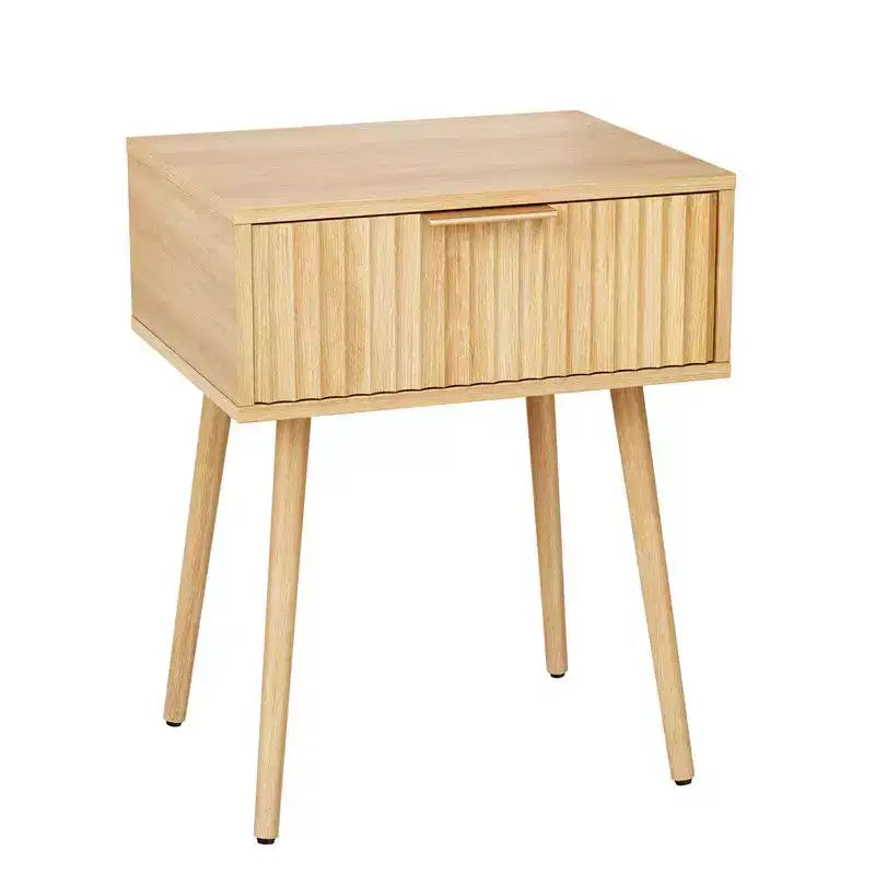 Comodino con 1 cassetto color rovere beige, per 1 persona