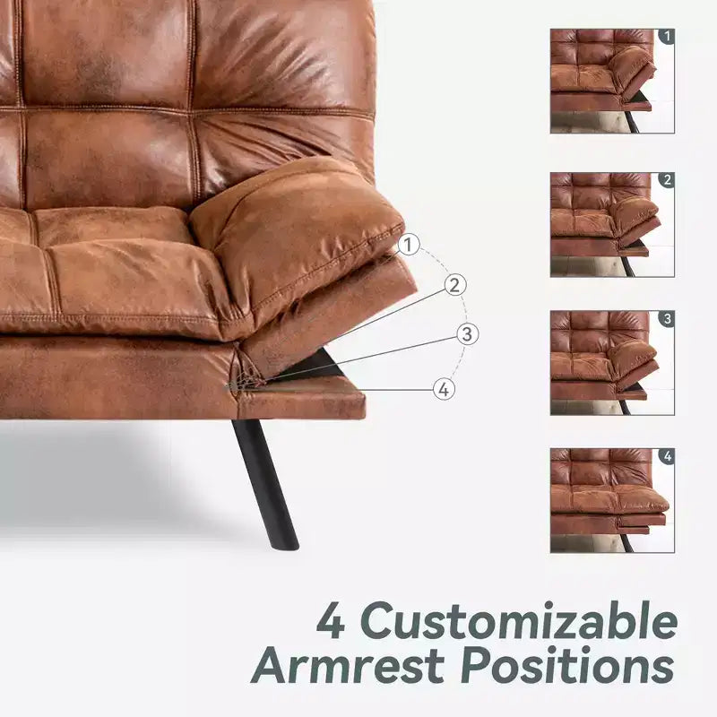 Divano Letto Futon Convertibile, Ecopelle, 2 Posti