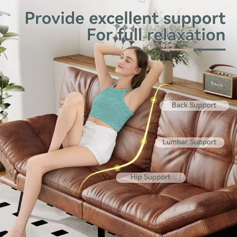 Divano Letto Futon Convertibile, Ecopelle, 2 Posti
