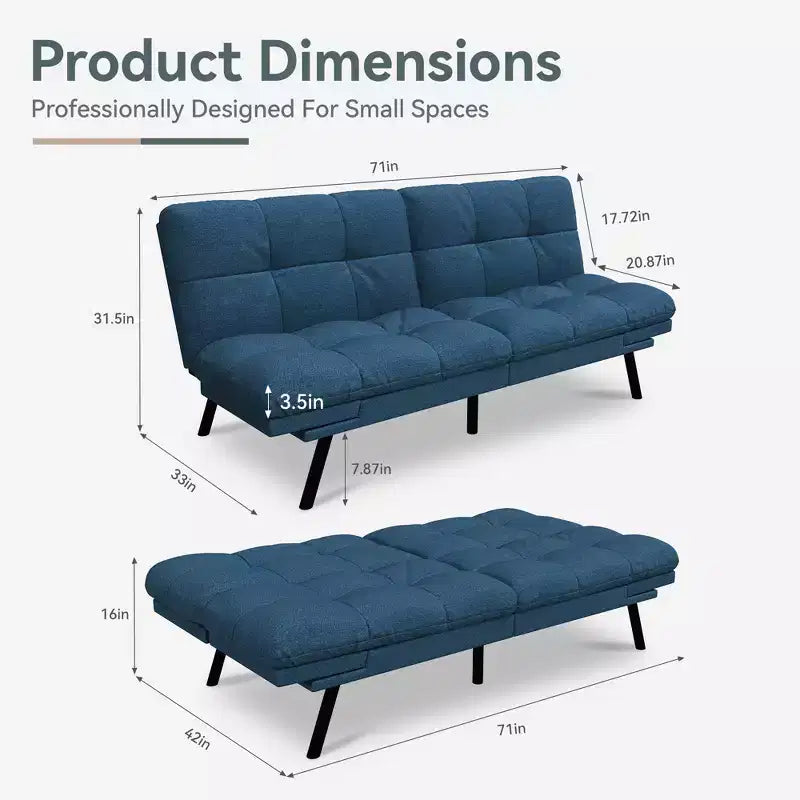 Divano Letto Futon Convertibile, Ecopelle, 2 Posti