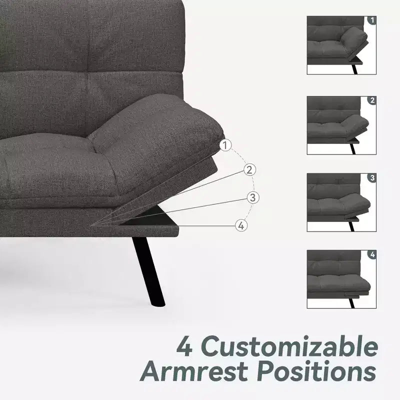 Divano Letto Futon Convertibile, Ecopelle, 2 Posti