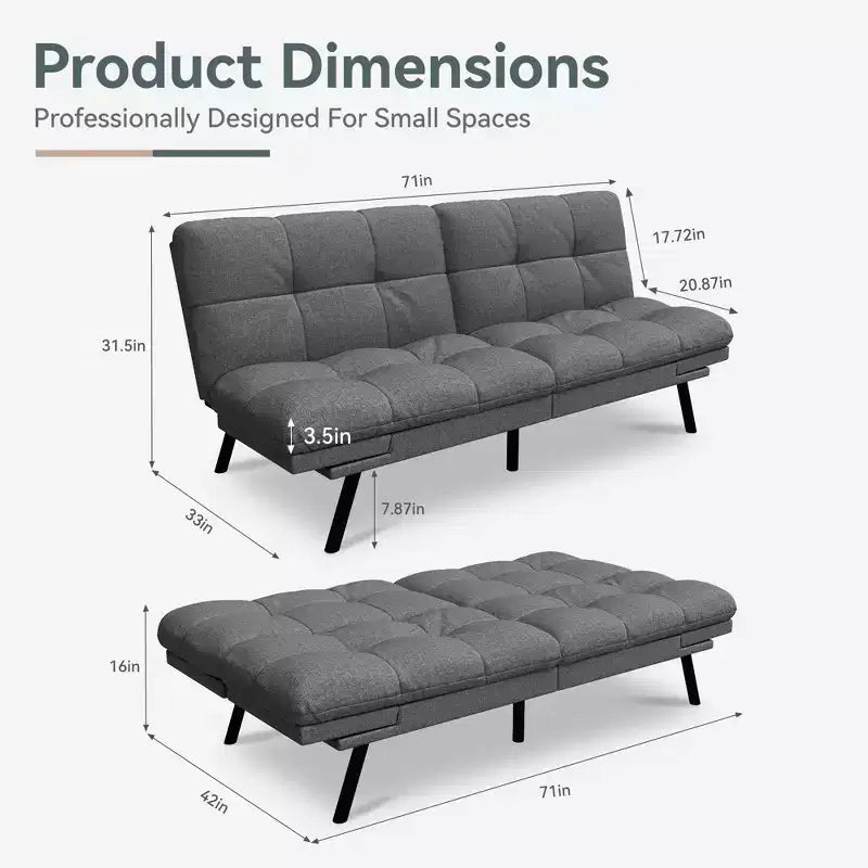 Divano Letto Futon Convertibile, Ecopelle, 2 Posti