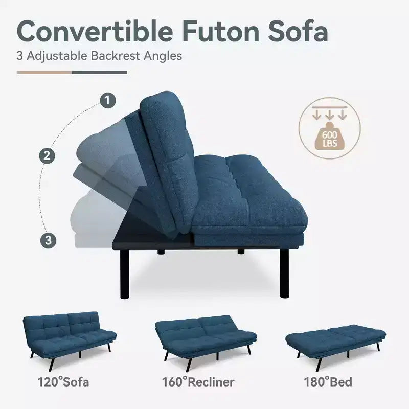 Divano Letto Futon Convertibile, Ecopelle, 2 Posti