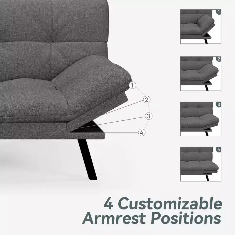 Divano Letto Futon Convertibile, Ecopelle, 2 Posti