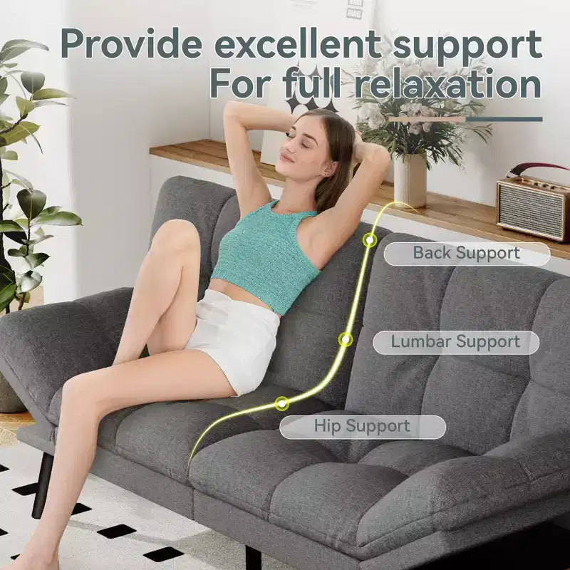 Divano Letto Futon Convertibile, Ecopelle, 2 Posti