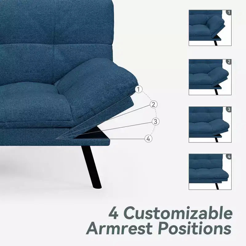 Divano Letto Futon Convertibile, Ecopelle, 2 Posti
