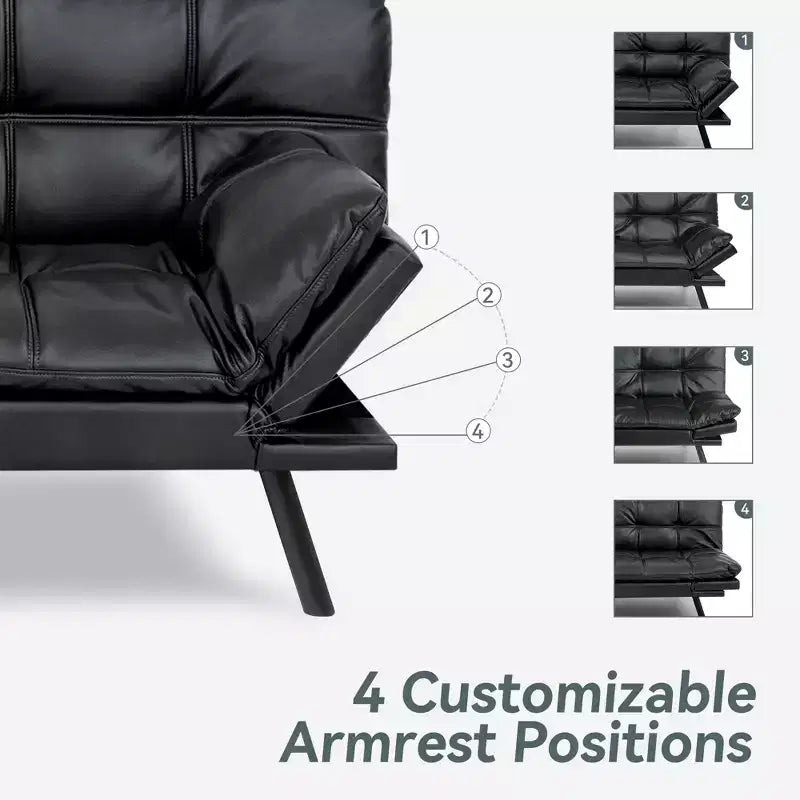 Divano Letto Futon Convertibile, Ecopelle, 2 Posti
