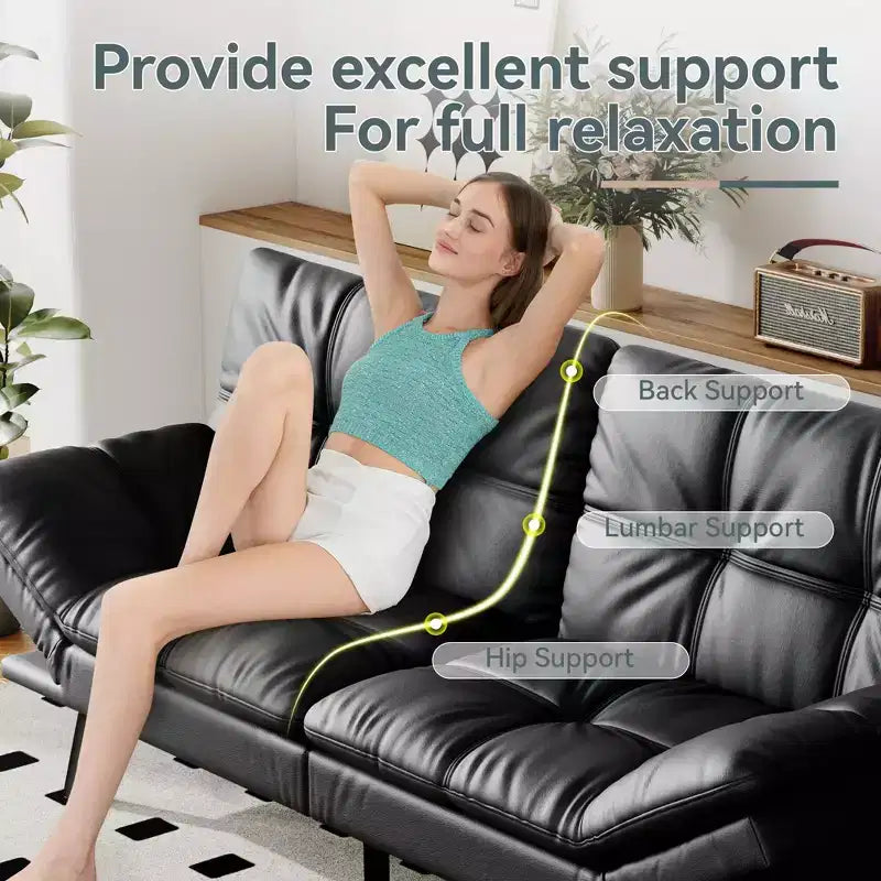 Divano Letto Futon Convertibile, Ecopelle, 2 Posti