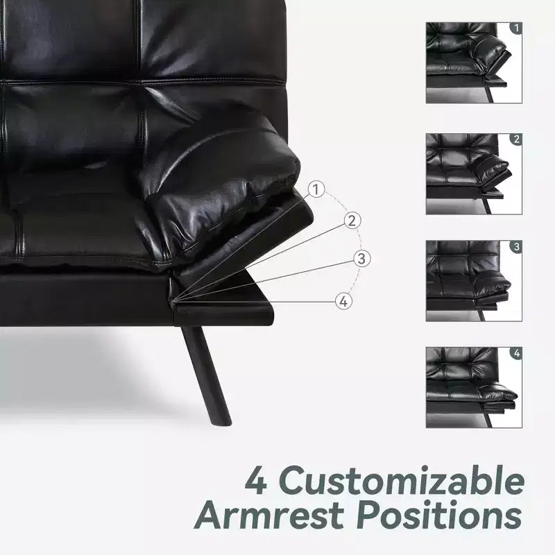 Divano Letto Futon Convertibile, Ecopelle, 2 Posti
