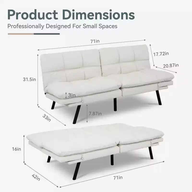 Divano Letto Futon Convertibile, Ecopelle, 2 Posti