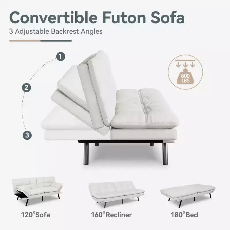 Divano Letto Futon Convertibile, Ecopelle, 2 Posti