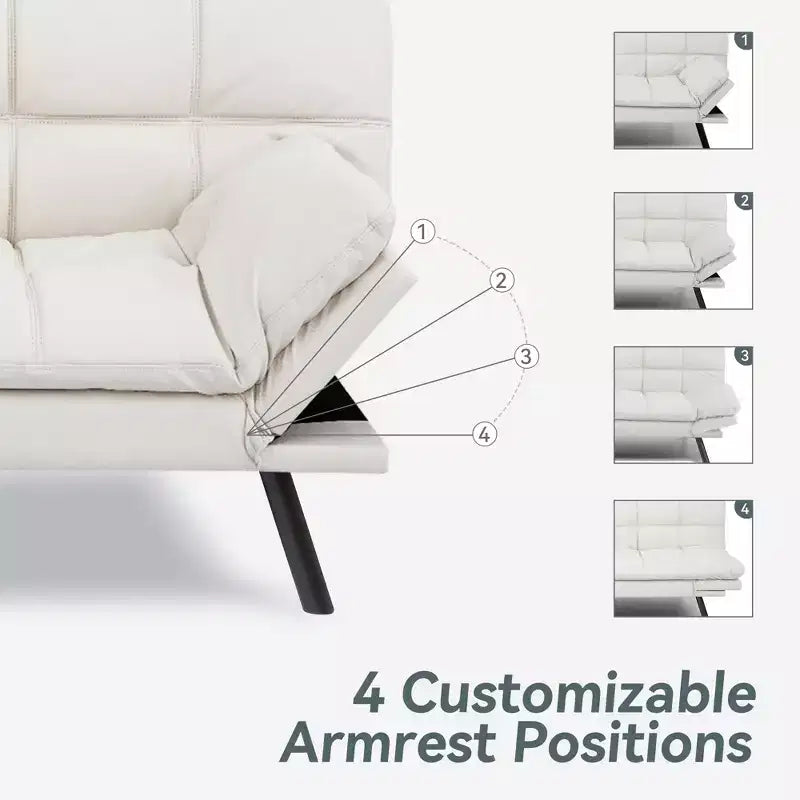 Divano Letto Futon Convertibile, Ecopelle, 2 Posti