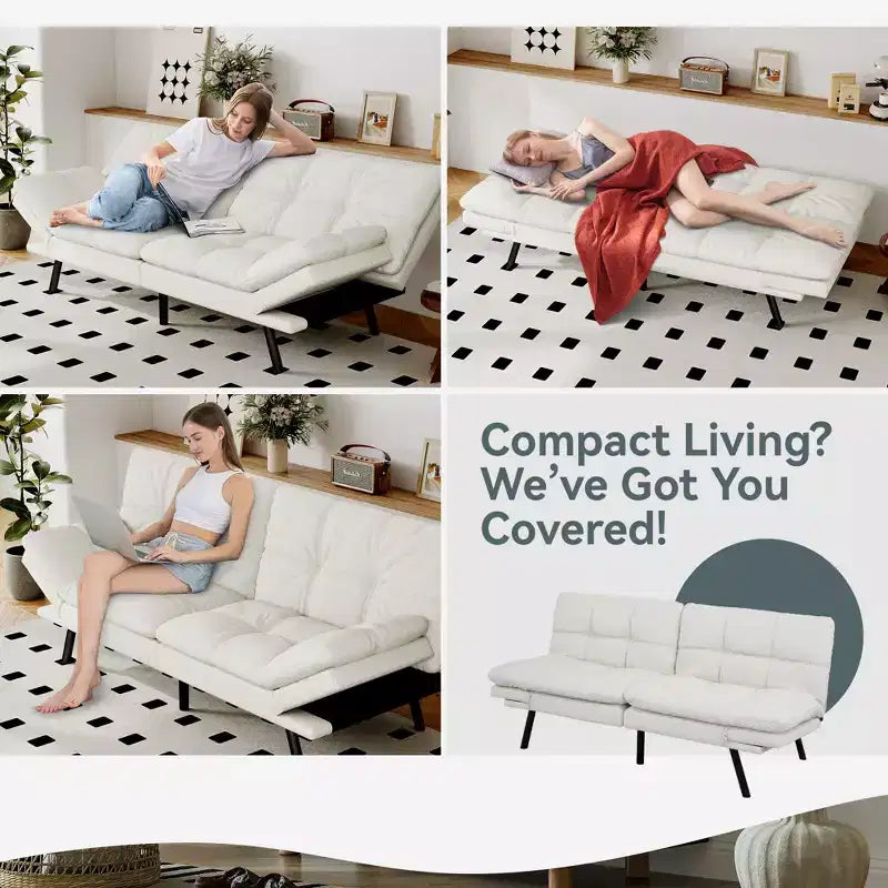 Divano Letto Futon Convertibile, Ecopelle, 2 Posti