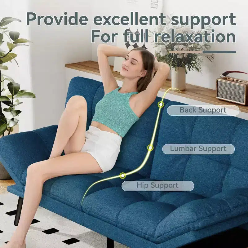 Divano Letto Futon Convertibile, Ecopelle, 2 Posti