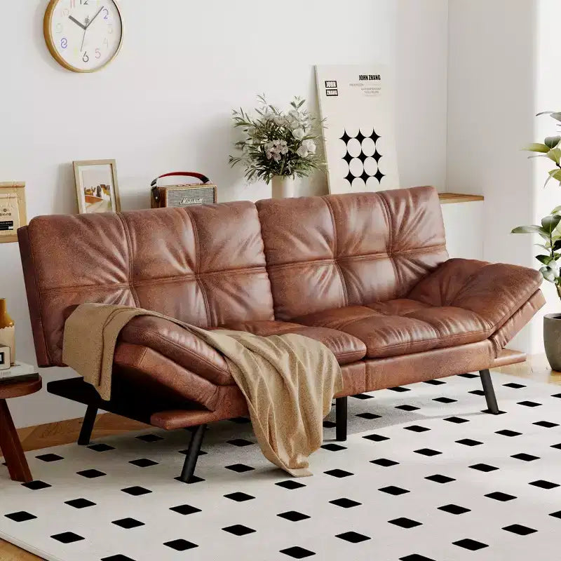 Divano Letto Futon Convertibile, Ecopelle, 2 Posti