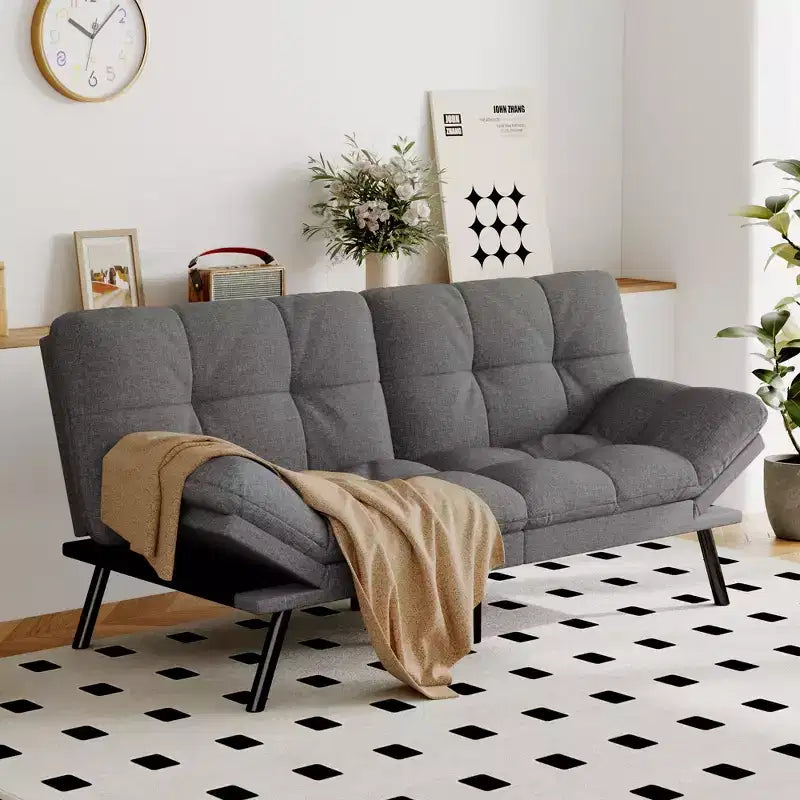 Divano Letto Futon Convertibile, Ecopelle, 2 Posti