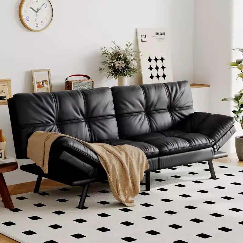 Divano Letto Futon Convertibile, Ecopelle, 2 Posti