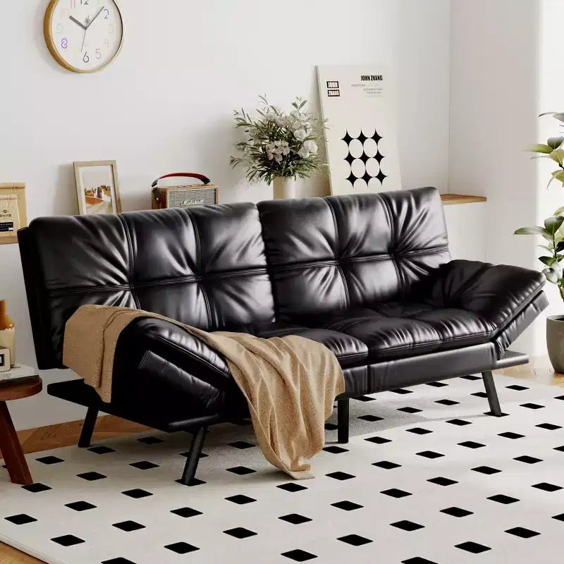 Divano Letto Futon Convertibile, Ecopelle, 2 Posti