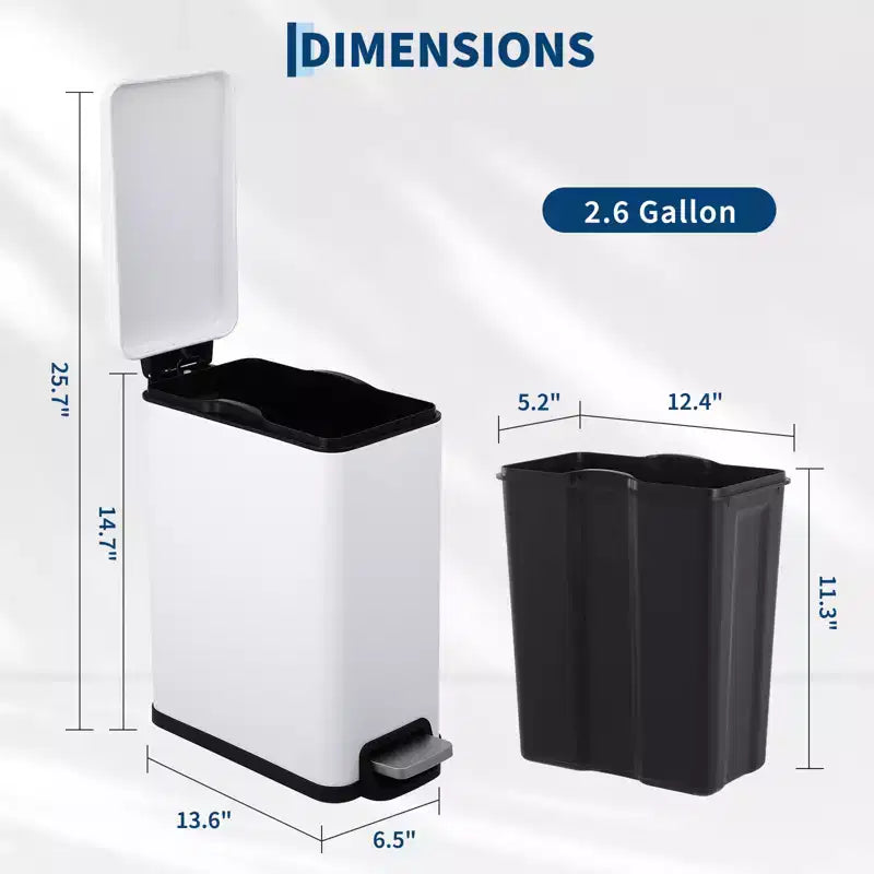 Pattumiera a Pedale in Acciaio Inossidabile con Coperchio a Chiusura Ammortizzata e Secchio Interno Rimovibile, 10L–55L