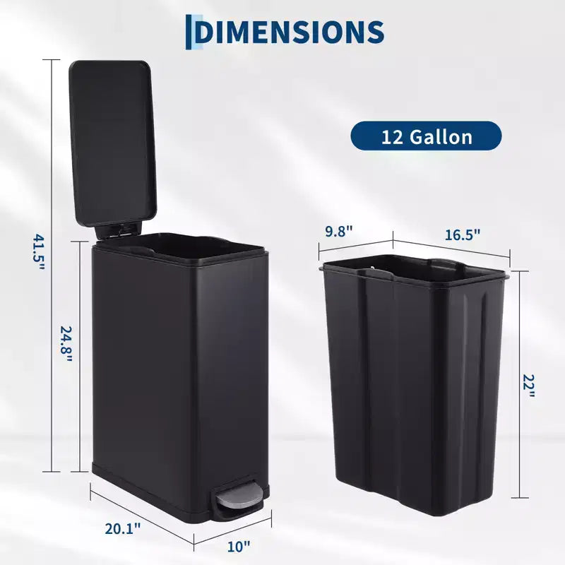 Pattumiera a Pedale in Acciaio Inossidabile con Coperchio a Chiusura Ammortizzata e Secchio Interno Rimovibile, 10L–55L