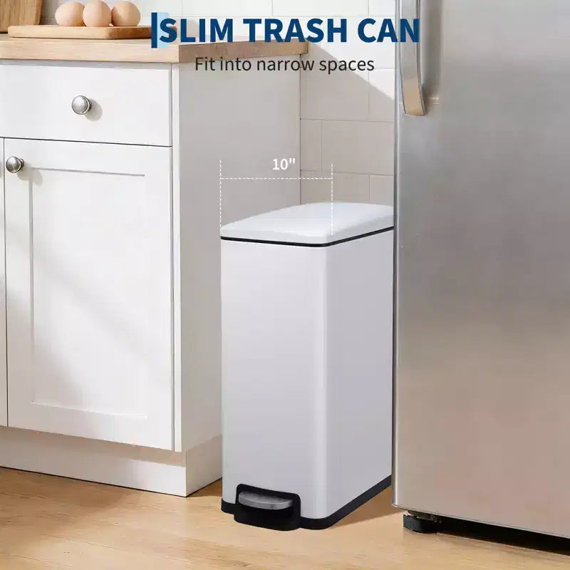 Pattumiera a Pedale in Acciaio Inossidabile con Coperchio a Chiusura Ammortizzata e Secchio Interno Rimovibile, 10L–55L
