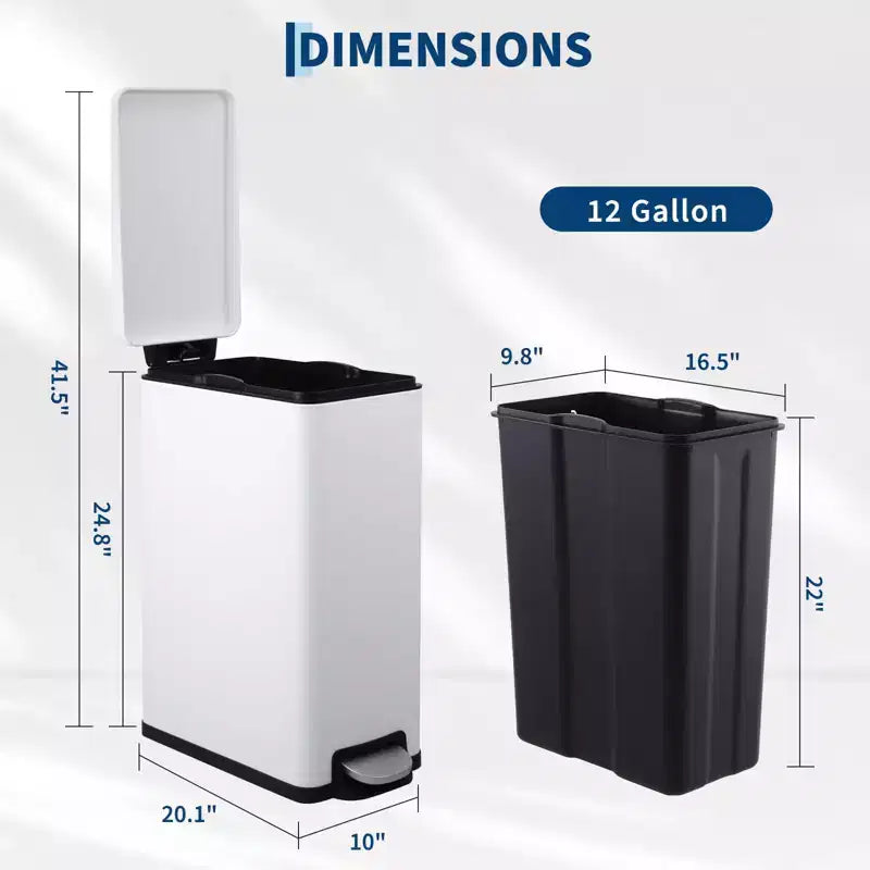 Pattumiera a Pedale in Acciaio Inossidabile con Coperchio a Chiusura Ammortizzata e Secchio Interno Rimovibile, 10L–55L
