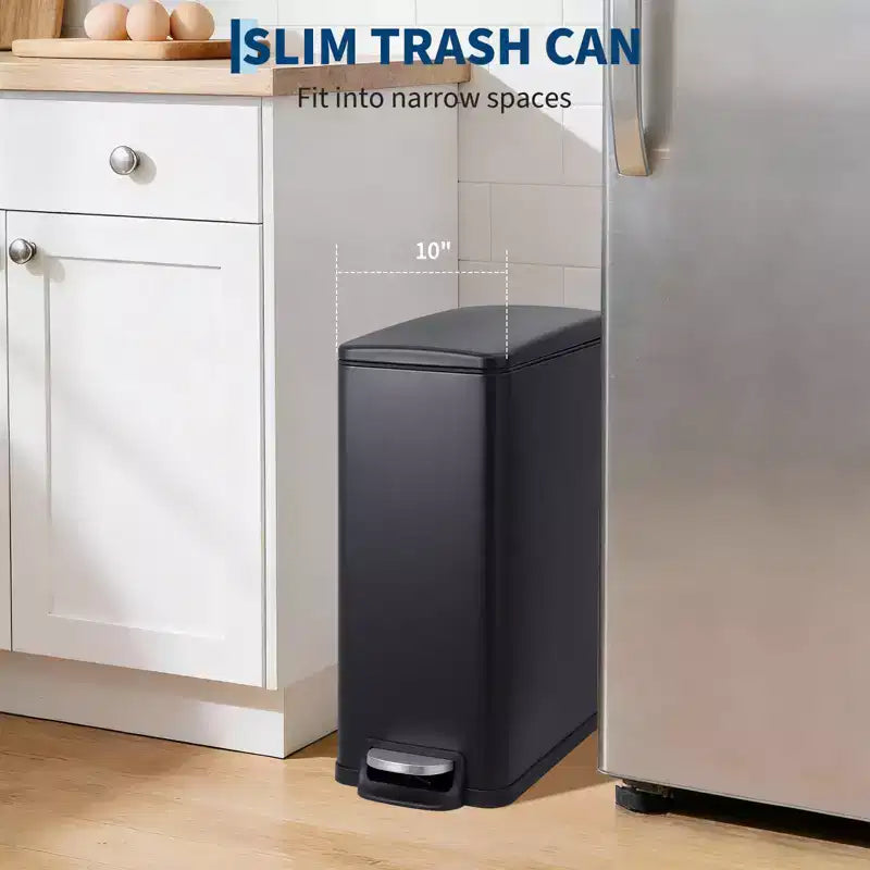 Pattumiera a Pedale in Acciaio Inossidabile con Coperchio a Chiusura Ammortizzata e Secchio Interno Rimovibile, 10L–55L