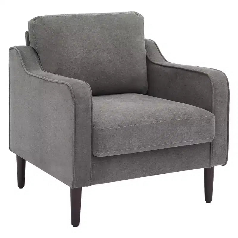 Mid-Century Linen Accent Reading Chair for Living Room/Bedroom, Comfy Single Armchair for Small Spaces