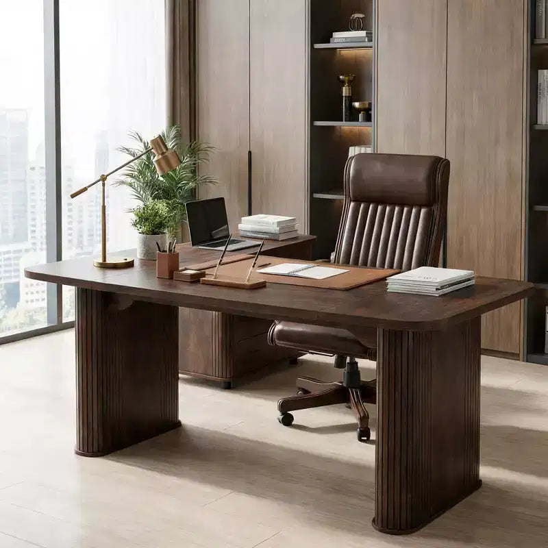 Tavolo da pranzo in legno multicolore, base incrociata, 6 posti