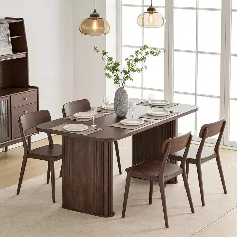 Tavolo da pranzo in legno multicolore, base incrociata, 6 posti