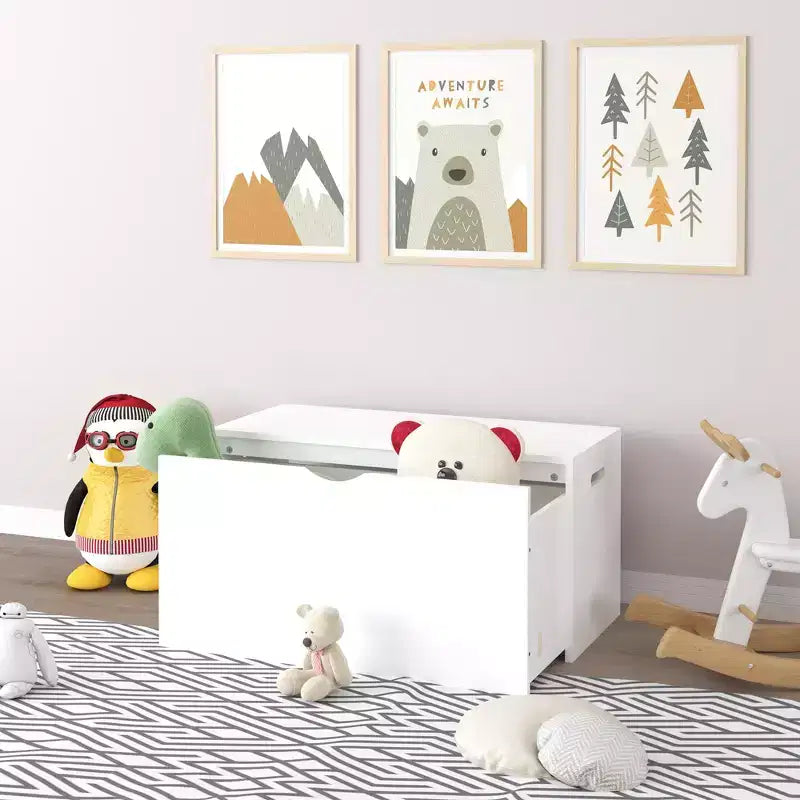 Organizzatore portagiochi per bambini con cassetto scorrevole, bianco, età 3-9 anni