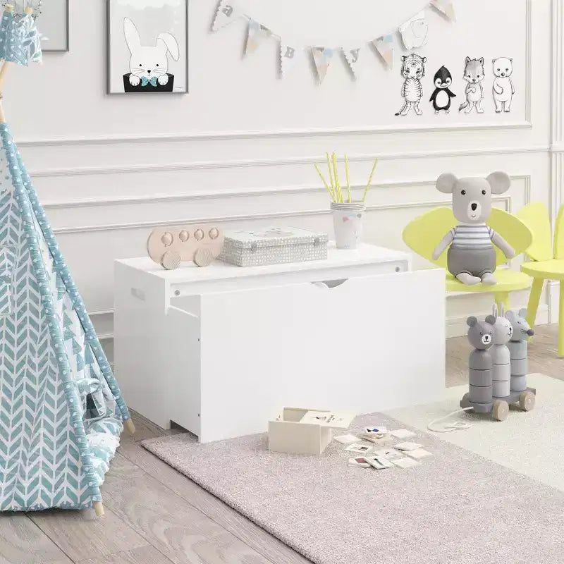 Organizzatore portagiochi per bambini con cassetto scorrevole, bianco, età 3-9 anni