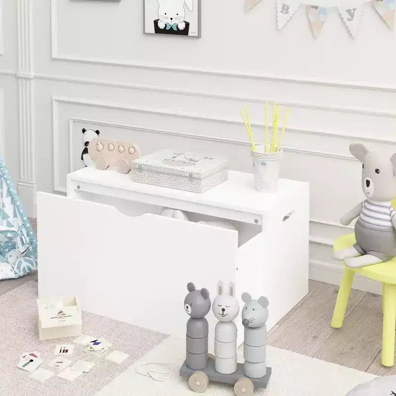 Organizzatore portagiochi per bambini con cassetto scorrevole, bianco, età 3-9 anni