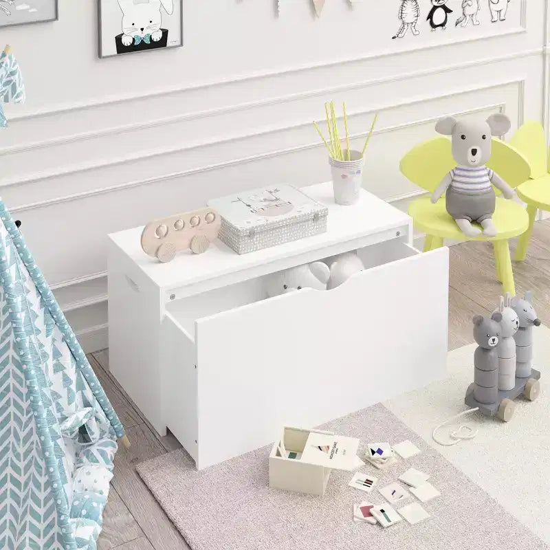 Organizzatore portagiochi per bambini con cassetto scorrevole, bianco, età 3-9 anni