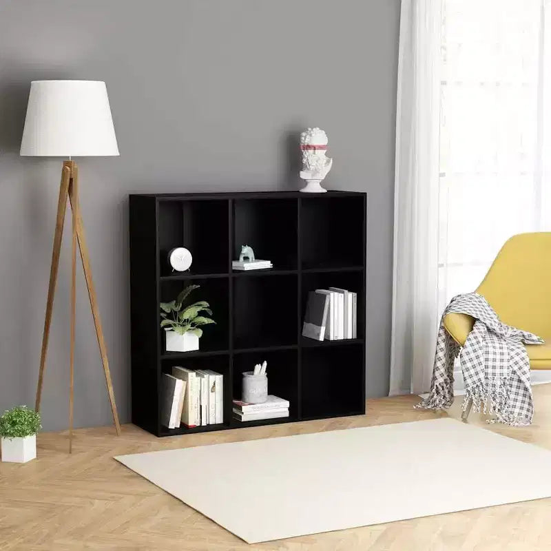 Libreria rettangolare nera, 9 scomparti