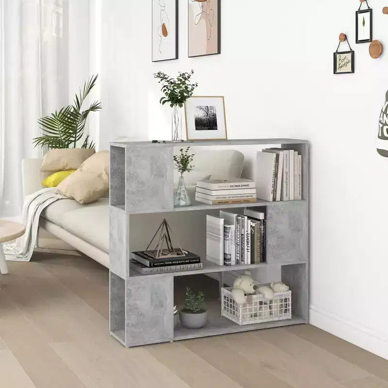 Libreria divisoria a 3 scomparti, grigio cemento