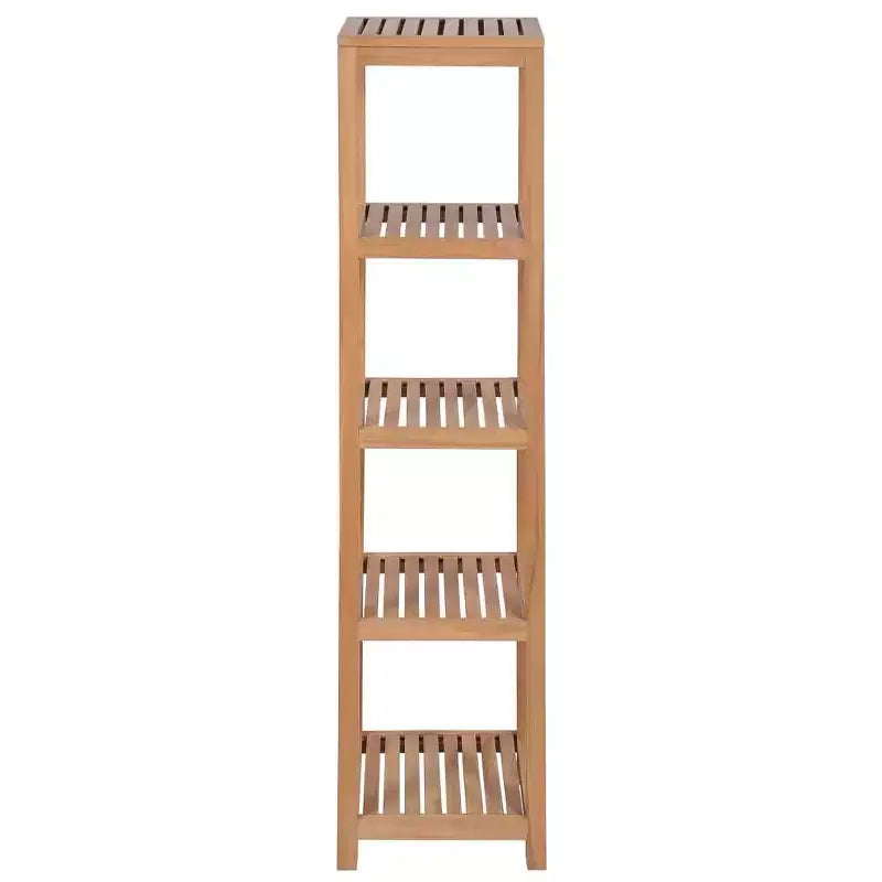 Scaffale alto a 4 ripiani in legno massello di teak marrone