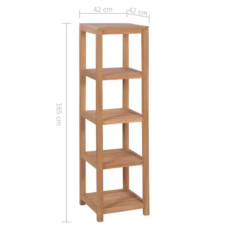 Scaffale alto a 4 ripiani in legno massello di teak marrone