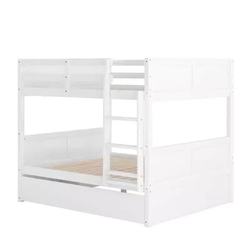 Letto a castello matrimoniale/matrimoniale con letto estraibile singolo, bianco, 3 posti letto