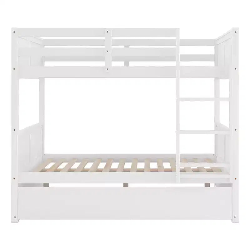 Letto a castello matrimoniale/matrimoniale con letto estraibile singolo, bianco, 3 posti letto