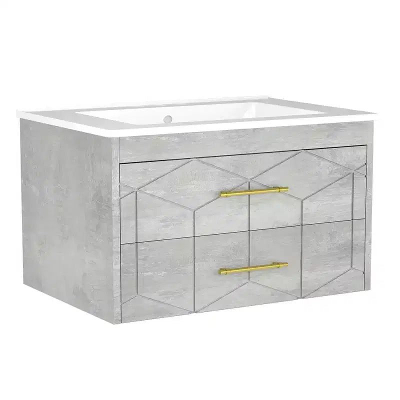 Mobile da bagno sospeso con lavabo – Nero/Grigio/Bianco, 60 o 75 cm, 1 persona