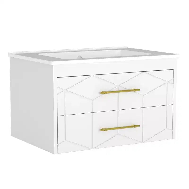 Mobile da bagno sospeso con lavabo – Nero/Grigio/Bianco, 60 o 75 cm, 1 persona