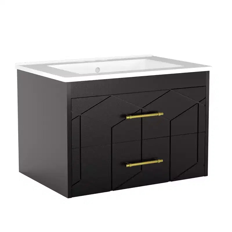 Mobile da bagno sospeso con lavabo – Nero/Grigio/Bianco, 60 o 75 cm, 1 persona