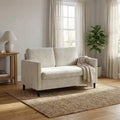 Divanetto 2 posti in finto lino, beige/grigio/grigio chiaro, struttura in legno, per piccoli spazi