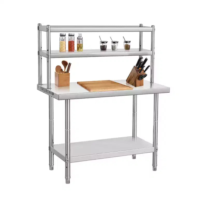 Tavolo da Lavoro in Acciaio Inox con Ripiano Superiore, 122x61 cm, per Adulti