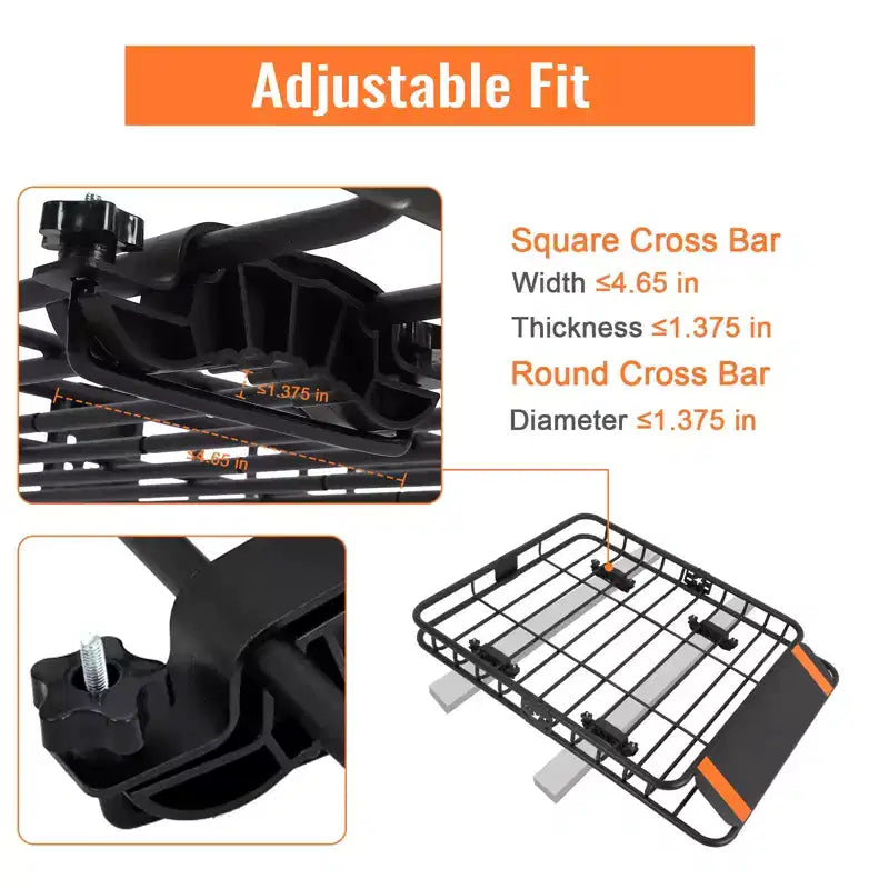 Cestello portatutto da tetto in acciaio, capacità 90 kg, compatibile con SUV e pick-up