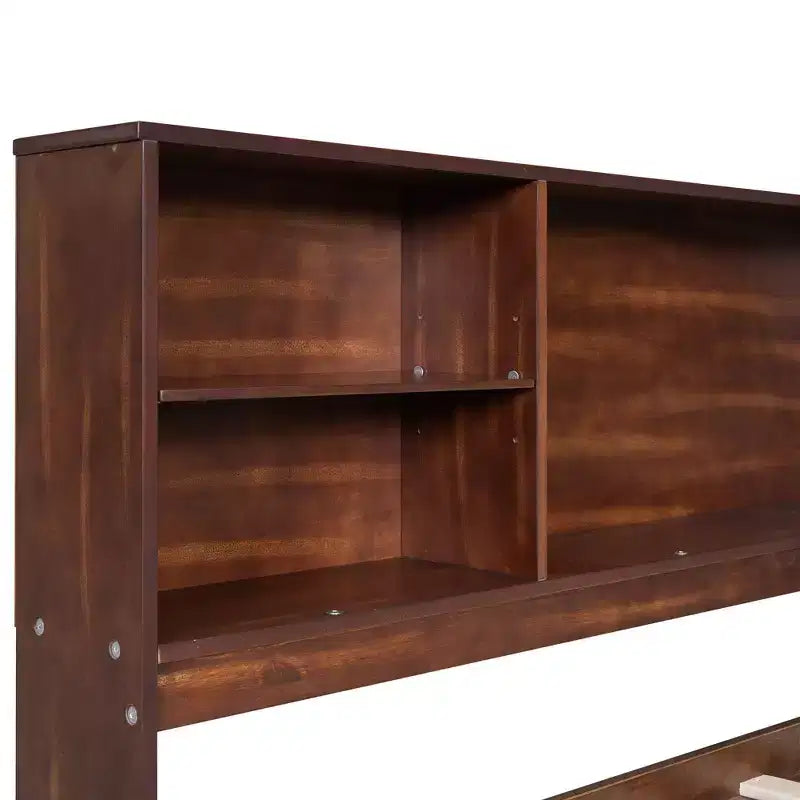 Letto a barca in legno matrimoniale con cassetti e armadietti contenitori