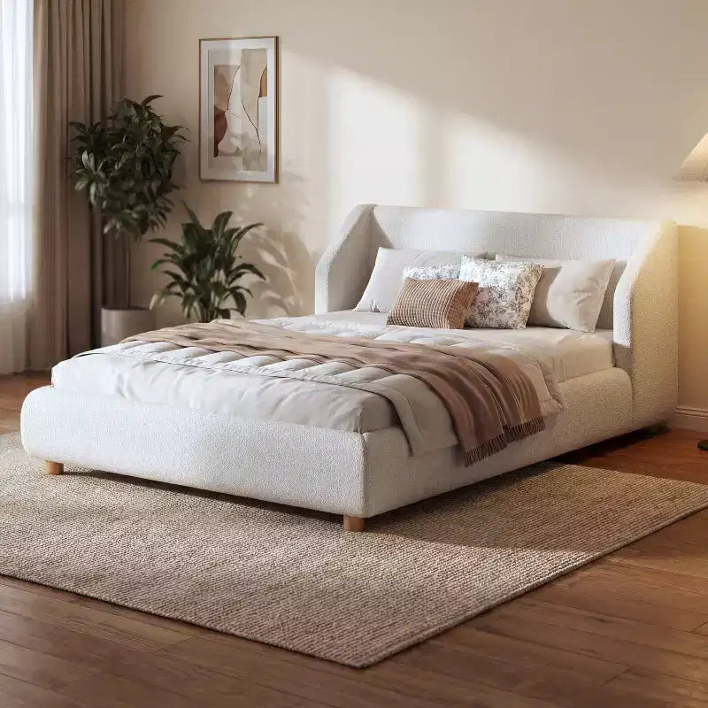 Struttura letto imbottita con testiera ad ali, Queen/King, 2 persone